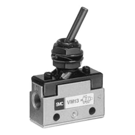 Smc Mechanical Valve, 1/8 in. FNPT Port, 3 Port, 3 Way, 2 Position VM130-N01-08A
